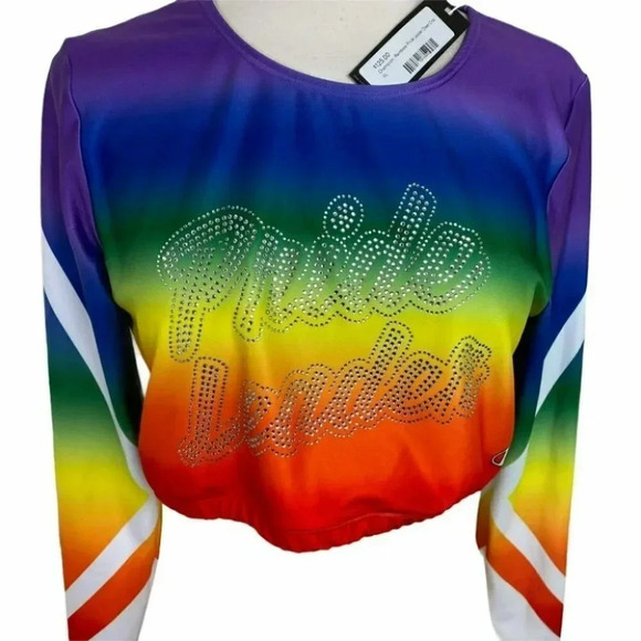 Champion XL Rainbow Pride leader Phluid Cheer crop‎ long sleeve top - Picture 2 of 5